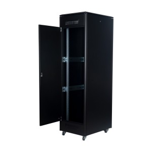 DYNAmic Data Cabinet Glass Front Door Steel Rear Door Removable Side Panels Adj Feet & Earth Kit LN-FS42U6080-BL-121 Black (H)42U x (W)600mm x (D)800mm Castors