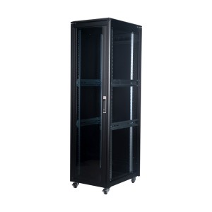 DYNAmic Data Cabinet Glass Front Door Steel Rear Door Removable Side Panels Adj Feet & Earth Kit LN-FS42U6080-BL-121 Black (H)42U x (W)600mm x (D)800mm Castors