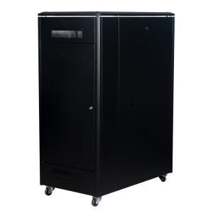DYNAmic Data Cabinet Glass Front Door Steel Rear Door Removable Side Panels Adj Feet & Earth Kit LN-FS26U6010-BL-121 Black (H)26U x (W)600mm x (D)1000mm Castors