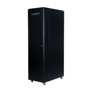 DYNAmic Data Cabinet Glass Front Door Steel Rear Door Removable Side Panels Adj Feet & Earth Kit LN-FS42U6010-BL-121 Black (H)42U x (W)600mm x (D)1000mm Castors