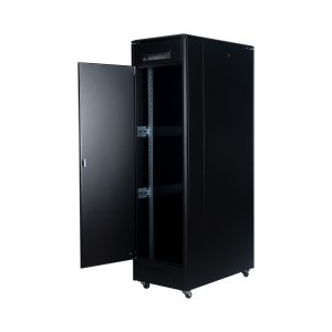 DYNAmic Data Cabinet Glass Front Door Steel Rear Door Removable Side Panels Adj Feet & Earth Kit LN-FS42U6010-BL-121 Black (H)42U x (W)600mm x (D)1000mm Castors