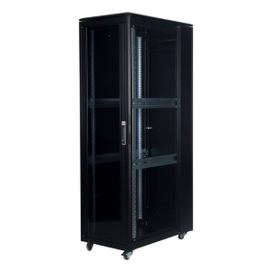 DYNAmic Data Cabinet Glass Front Door Steel Rear Door Removable Side Panels Adj Feet & Earth Kit LN-FS42U6010-BL-121 Black (H)42U x (W)600mm x (D)1000mm Castors