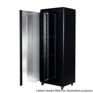 DYNAmic Data Cabinet Glass Front Door Steel Rear Door Removable Side Panels Adj Feet & Earth Kit LN-FS42U8060-BL-921 Black (H)42U x (W)800mm x (D)600mm Castors