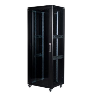 DYNAmic Data Cabinet Glass Front Door Steel Rear Door Removable Side Panels Adj Feet & Earth Kit LN-FS42U8060-BL-921 Black (H)42U x (W)800mm x (D)600mm Castors