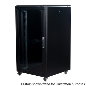 DYNAmic Data Cabinet Glass Front Door Steel Rear Door Removable Side Panels Adj Feet & Earth Kit LN-FS26U8080-BL-921 Black (H)26U x (W)800mm x (D)800mm Castors
