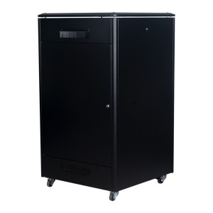 DYNAmic Data Cabinet Glass Front Door Steel Rear Door Removable Side Panels Adj Feet & Earth Kit LN-FS26U8080-BL-921 Black (H)26U x (W)800mm x (D)800mm Castors