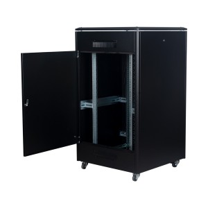 DYNAmic Data Cabinet Glass Front Door Steel Rear Door Removable Side Panels Adj Feet & Earth Kit LN-FS26U8080-BL-921 Black (H)26U x (W)800mm x (D)800mm Castors