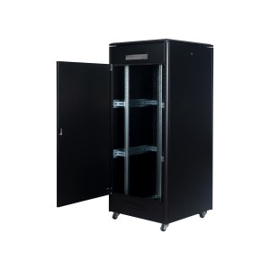 DYNAmic Data Cabinet Glass Front Door Steel Rear Door Removable Side Panels Adj Feet & Earth Kit LN-FS36U8080-BL-921 Black (H)36U x (W)800mm x (D)800mm Castors