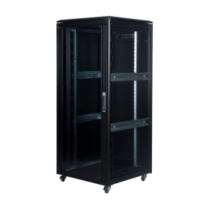 DYNAmic Data Cabinet Glass Front Door Steel Rear Door Removable Side Panels Adj Feet & Earth Kit LN-FS36U8080-BL-921 Black (H)36U x (W)800mm x (D)800mm Castors