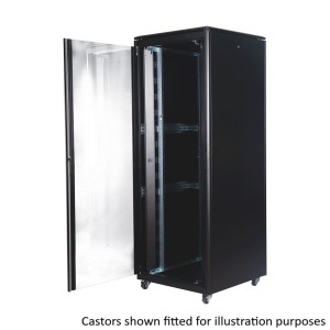 DYNAmic Data Cabinet Glass Front Door Steel Rear Door Removable Side Panels Adj Feet & Earth Kit LN-FS42U8080-BL-921 Black (H)42U x (W)800mm x (D)800mm Castors
