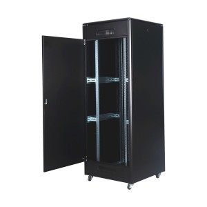 DYNAmic Data Cabinet Glass Front Door Steel Rear Door Removable Side Panels Adj Feet & Earth Kit LN-FS42U8080-BL-921 Black (H)42U x (W)800mm x (D)800mm Castors