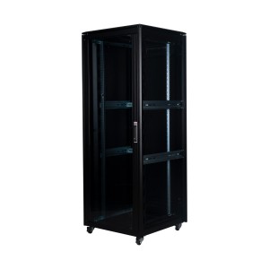 DYNAmic Data Cabinet Glass Front Door Steel Rear Door Removable Side Panels Adj Feet & Earth Kit LN-FS42U8080-BL-921 Black (H)42U x (W)800mm x (D)800mm Castors