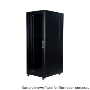 DYNAmic Data Cabinet Glass Front Door Steel Rear Door Removable Side Panels Adj Feet & Earth Kit LN-FS42U8010-BL-921 Black (H)42U x (W)800mm x (D)1000mm Castors