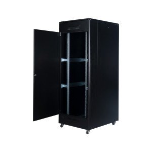 DYNAmic Data Cabinet Glass Front Door Steel Rear Door Removable Side Panels Adj Feet & Earth Kit LN-FS42U8010-BL-921 Black (H)42U x (W)800mm x (D)1000mm Castors