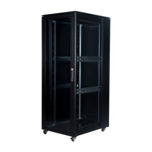 DYNAmic Data Cabinet Glass Front Door Steel Rear Door Removable Side Panels Adj Feet & Earth Kit LN-FS42U8010-BL-921 Black (H)42U x (W)800mm x (D)1000mm Castors