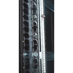 Enhanced Vertical Cable Management Left & Right With Plastic Fingers Aluminium Back Frame and Front Cover Plates LN-KDG-ORG-26AL-BL-FS Black (H)26U x (W)90mm x (D)125mm
