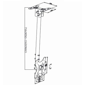 Telescopic Ceiling Mount Tilt & Swivel 400x400 26" to 42" 20kg 0 - 25 Degrees 716-1160mm Black