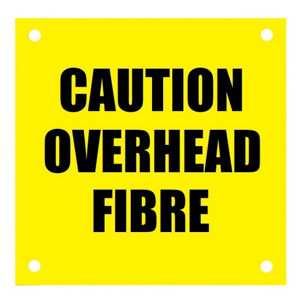 Caution Fibre Overhead Safety Label