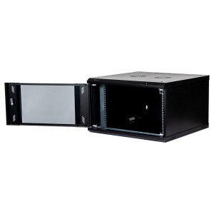 Wall Mount Cabinet Flat Pack Glass Black (H)4U x (W)600mm x (D)450mm