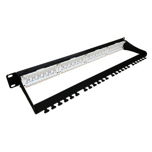 Patch Panel Cat6 Unshielded 24Port (4 x 6) Rear Punch Rear Cable Management Black (H)1U x (W)19"