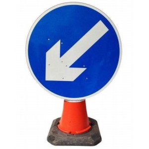 Cone Mounted Sign Keep Left/Right (Reversible) Circle (Dia)750mm