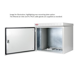 Safebox-B Wallmount Cabinet Outdoor With Roof Canopy Steel IP55 LN-ESO-IP5509U6045-LG Light Grey (H)9U x (W)600mm x (D)450mm RAL7035