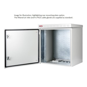Safebox-B Wallmount Cabinet Outdoor With Roof Canopy Steel IP55 LN-ESO-IP5512U6045-LG Light Grey (H)12U x (W)600mm x (D)450mm RAL7035