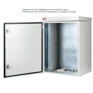Safebox-B Wallmount Cabinet Outdoor With Roof Canopy Steel IP55 LN-ESO-IP5516U6045-LG Light Grey (H)16U x (W)600mm x (D)450mm RAL7035
