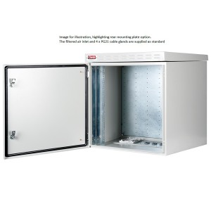 Safebox-B Wallmount Cabinet Outdoor With Roof Canopy Steel IP55 LN-ESO-IP5512U6060-LG Light Grey (H)12U x (W)600mm x (D)600mm RAL7035