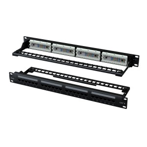 Patch Panel Cat6 Unshielded 24Port Rear Punch 110/LSA Rear Cable Management YPPBP03131 Black (H)1U x (W)19"