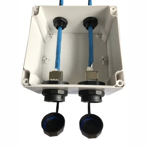 Surface Mount Outlet 2Port Cat6A Shielded IP68 White (H)122mm x (W)120mm x (D)80mm