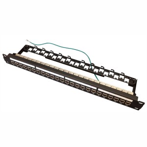 Patch Panel Cat8 Shielded 24Ports Keystone Jacks Rear Cable Management Black (H)1U x (W)19"