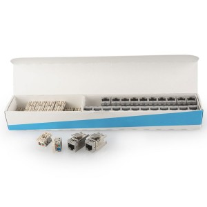 ECO PACK AMP-TWIST SLX JACK Cat6A 180 Deg Shielded W/O Dust Cover Grey Bulk Pack 24pcs