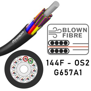 Micro Blown Fibre Cable Multi-Loose Tube SM OS2 144F G657A1 250um HDPE Black (Dia)8.5mm   