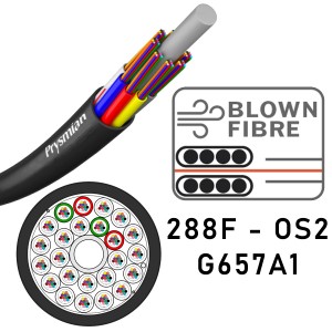 Micro Blown Fibre Cable Multi-Loose Tube SM OS2 288F G657A1 250um HDPE Black (Dia)9-11mm   