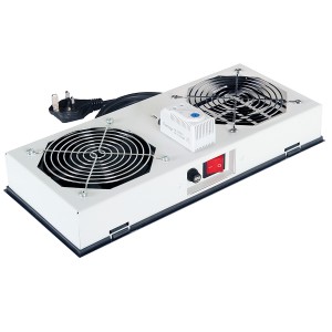 Fan Module With Thermostat Single Fan Type For Use with Lande IP65 Outdoor Cabinets LN-FAN-THM-1FWMIP-LG-UK Light Grey (H)50mm x (W)346mm x (D)175mm