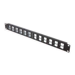 HTC Modular Patch Panel Unloaded Shielded/Unshielded 24Port Angled Keystone Jacks HTC-XXS-PPA241U/BK Black (H)1U x (W)19"