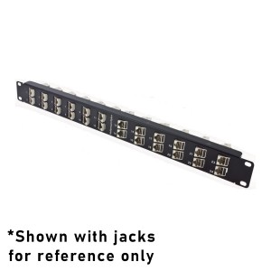 HTC Modular Patch Panel Unloaded Shielded/Unshielded 24Port Angled Keystone Jacks HTC-XXS-PPA241U/BK Black (H)1U x (W)19"