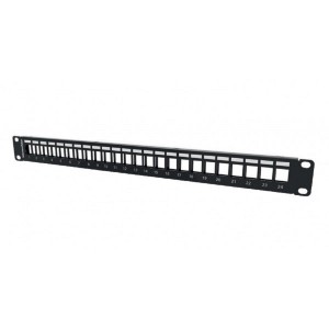 HTC Modular Patch Panel Unloaded Shielded/Unshielded 24Port Flat HTC-XXSPPF241U/BK Black (H)1U x (W)19"   