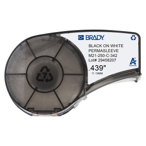 PermaSleeve Heat Shrink Label BMP21-PLUS Black on White 2.39-5.46mm M21-250-C-342 (H)11.2mm x (L)2.1Mtr