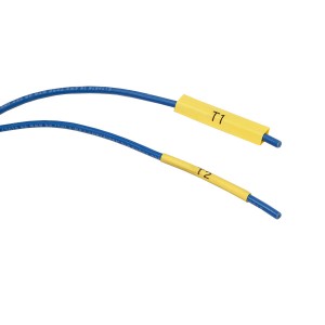 PermaSleeve Heat Shrink Label BMP21-PLUS Black on Yellow 1.57-3.81mm M21-187-C-342-YL (H)8.5mm x (L)2.1Mtr