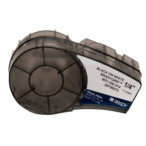 BradyGrip Print-on Hook Material M210/M211/BMP21-PLUS Black on White M21-250-414 (W)6.35mm x (L)3Mtr