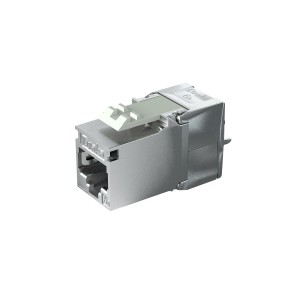 Keystone Jack Cat6A Solid Tool-Free 180 Deg Shielded YMJBP03208 Silver