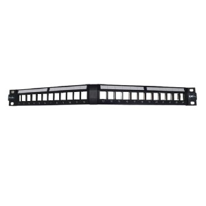 Modular Keystone Panel (Angled) Unloaded Cat6A Shielded 24Port With Fixed Rear Cable Management YPPBP03337 Black (H)1U x (W)19"