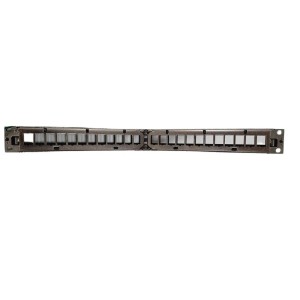 Modular Keystone Panel (Angled) Unloaded Cat6A Shielded 24Port With Fixed Rear Cable Management YPPBP03337 Black (H)1U x (W)19"