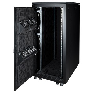 Soundproof Cabinet  Double Front Door Single Rear Door Up To 30dBA 2x 3 Way Integrated Fan Module LN-SP-32U7511-B-BL Black (H)32U x (W)750mm x (D)1130mm Weight 165Kg