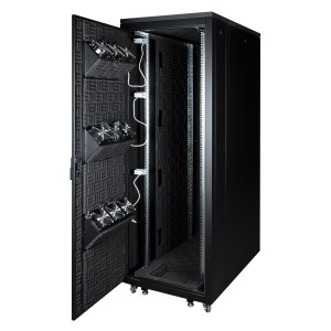 Soundproof Cabinet  Double Front Door Single Rear Door Up To 30dBA 3x 3 Way Integrated Fan Module LN-SP-42U7511-B-BL Black (H)42U x (W)750mm x (D)1130mm Weight 210Kg