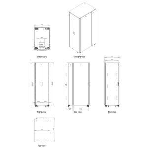 Soundproof Cabinet  Double Front Door Single Rear Door Up To 30dBA 3x 3 Way Integrated Fan Module LN-SP-42U7511-B-BL Black (H)42U x (W)750mm x (D)1130mm Weight 210Kg
