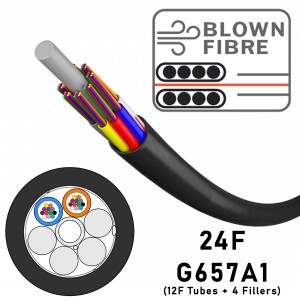 Micro Blown Fibre Cable Multi-Loose Tube SM OS2 24 Fibre G657A1 250um HDPE Black (Dia)5.3mm   