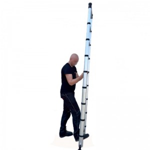 Telescopic Ladder With Stabilisers 11 Treads Aluminium EN131-6:2015 Weight 10.1kg Extension Height 5.3Mtr Closed Height 0.845Mtr